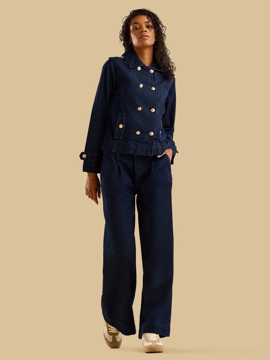 Pleated Wide Leg Jeans