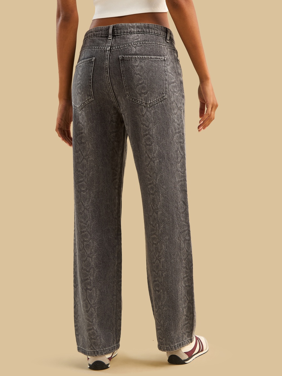 High-Rise Straight Fit Animal Print Jeans