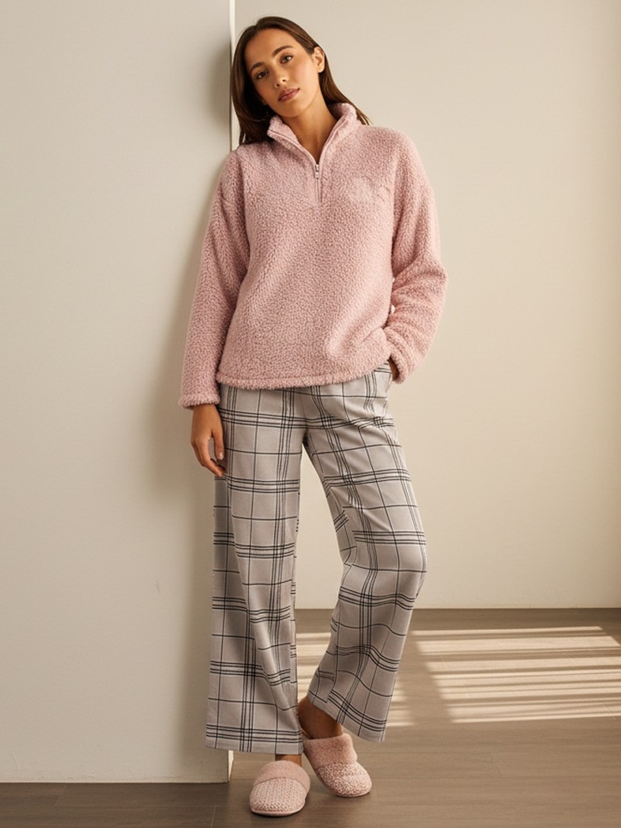 Fleece Textured Pyjama Set