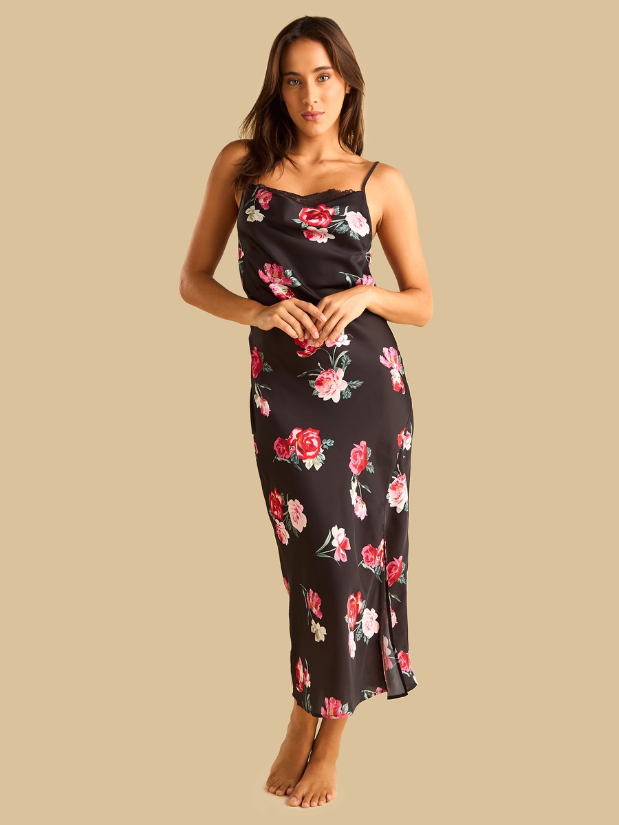 Floral Print Lace Detail Chemise