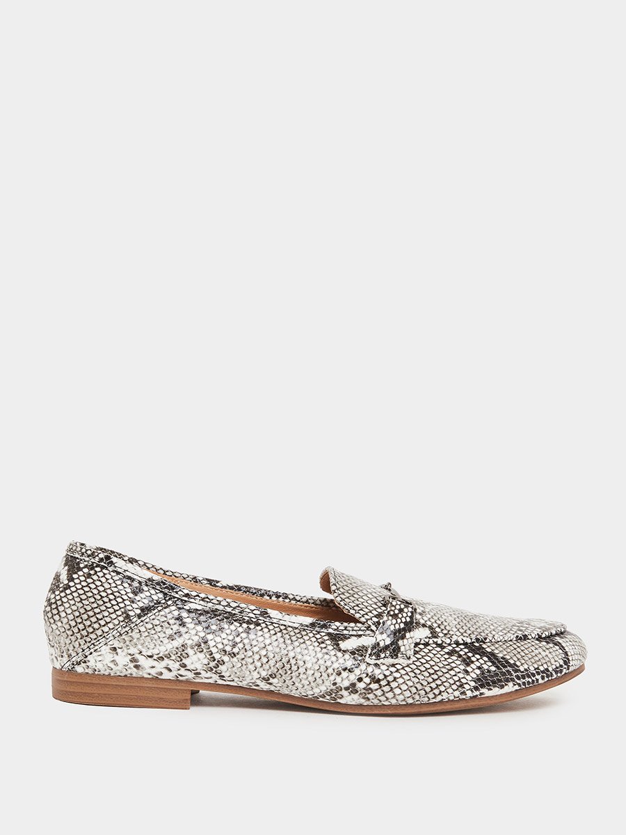 Snakeskin Print Flat Loafers
