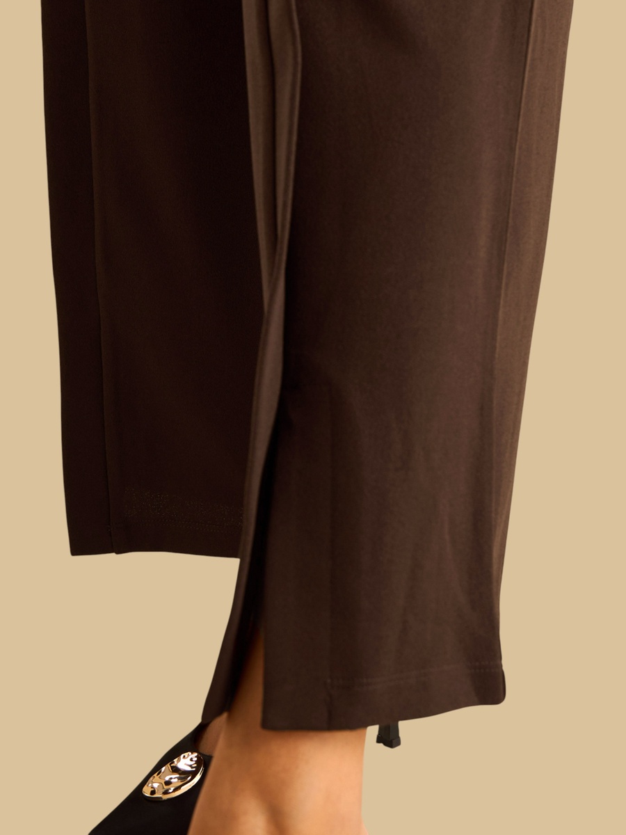 Button Accent Wide Leg Trousers