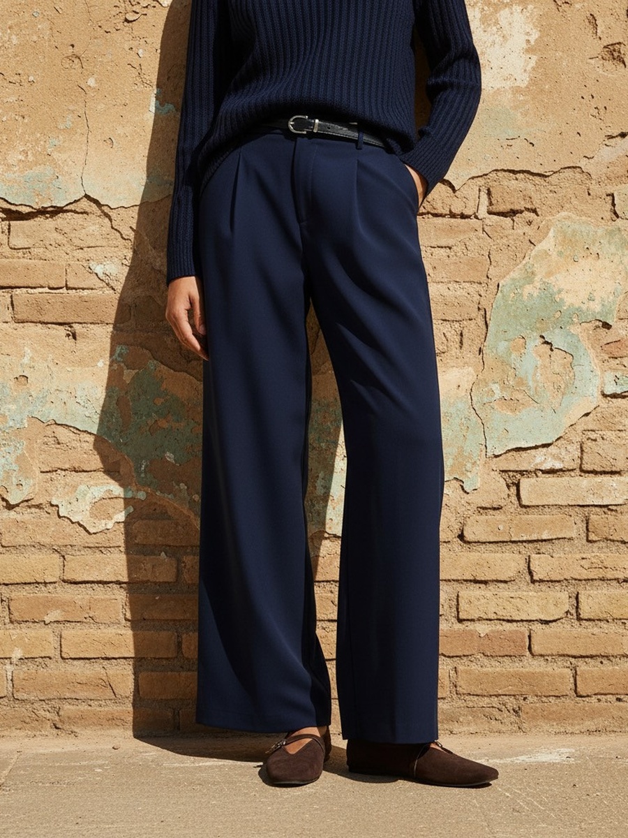Pleated Wide Leg Trousers