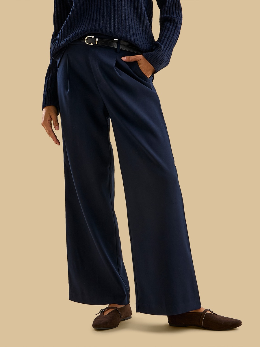 Pleated Wide Leg Trousers