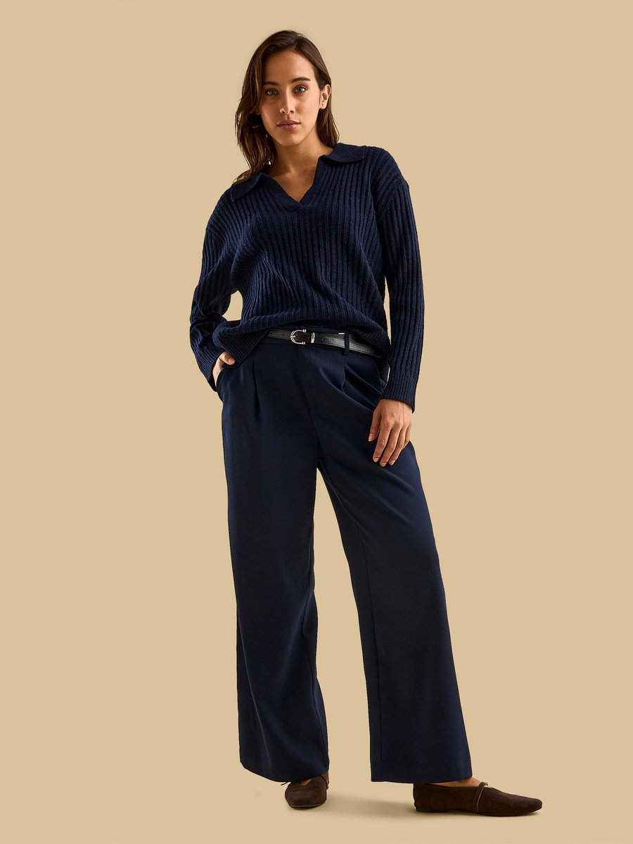 Pleated Wide Leg Trousers