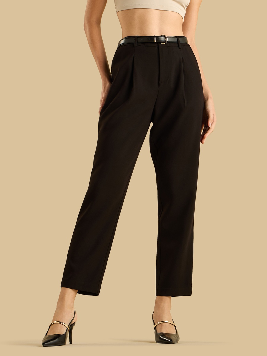 Belted Tapered Trousers