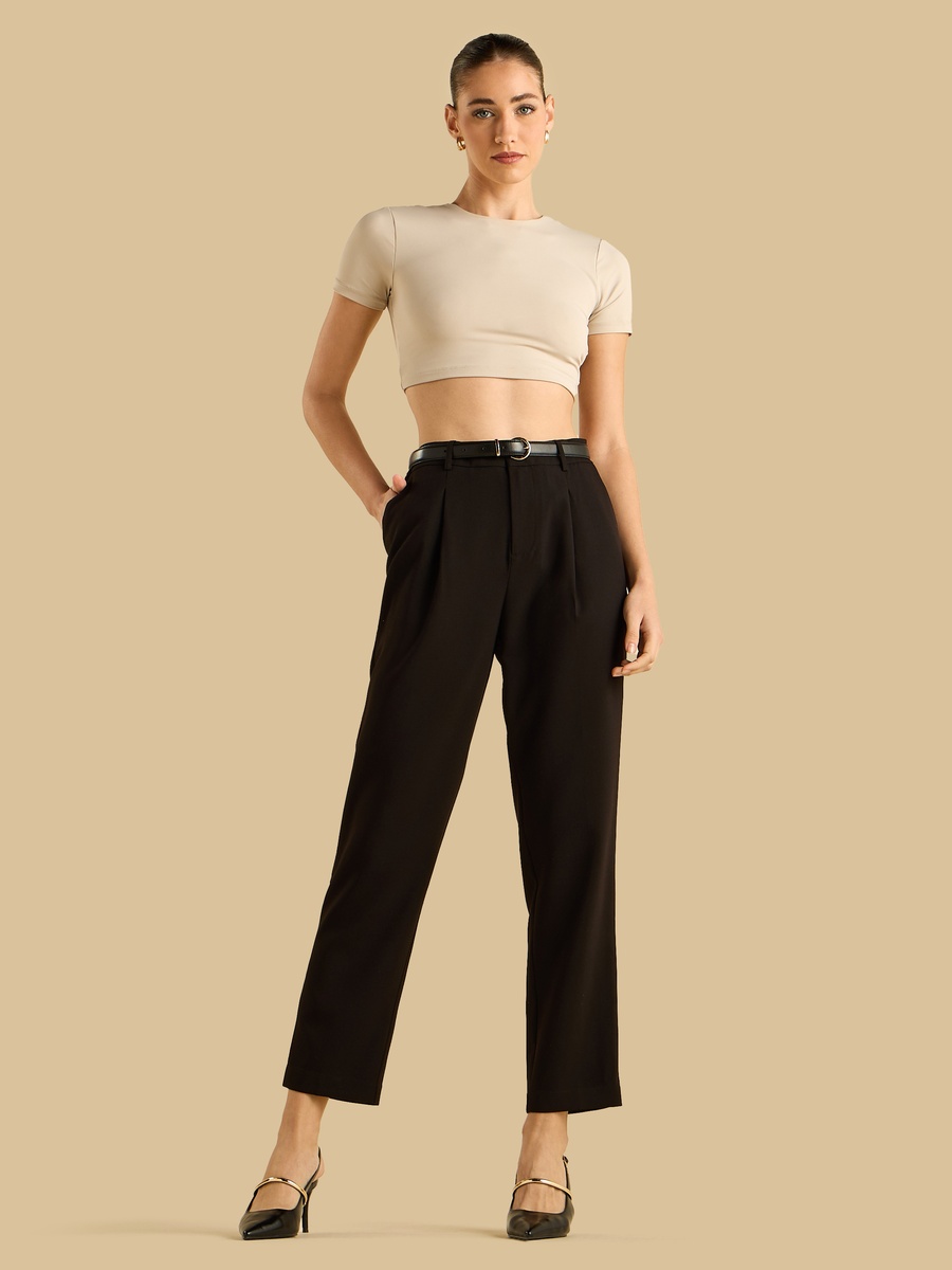 Belted Tapered Trousers