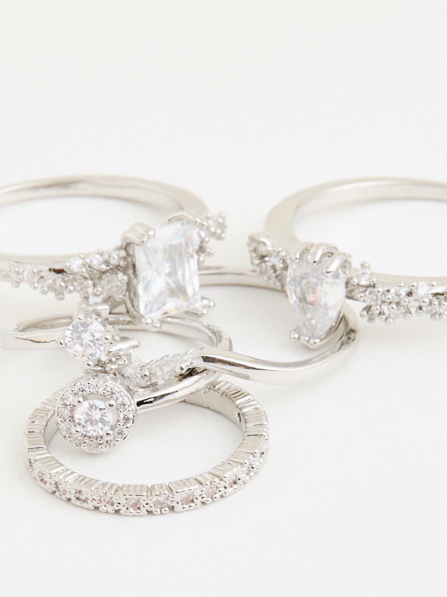 Pack of 5 - Stone Embellished Ring