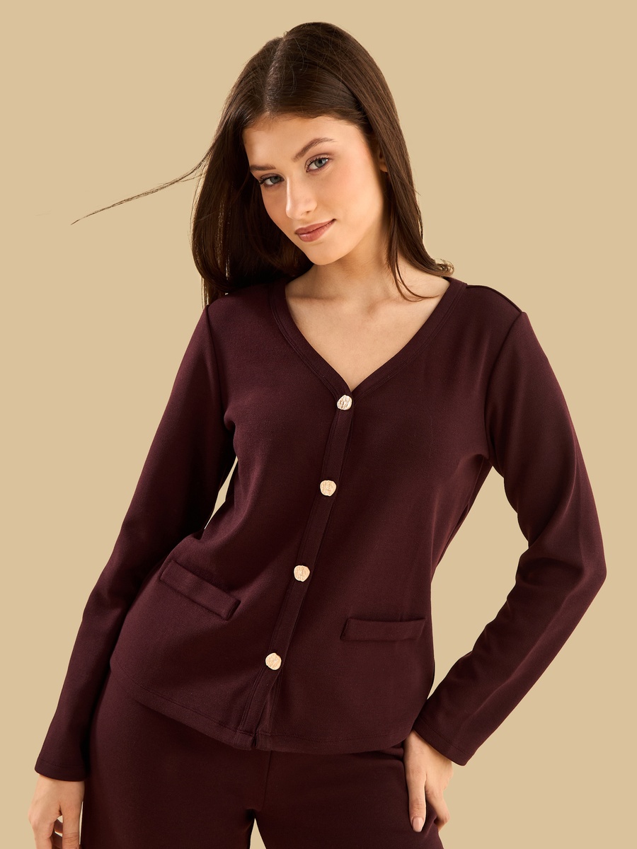 V Neck Shirt with Welt Pocket