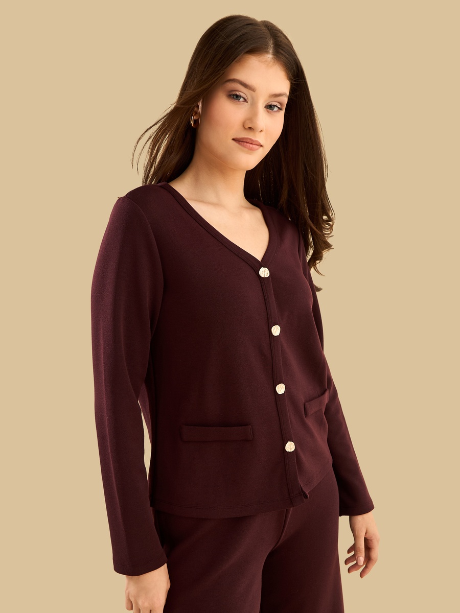 V Neck Shirt with Welt Pocket