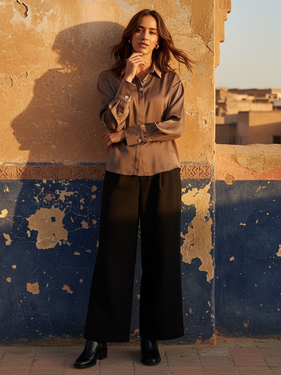 Plain Satin Shirt
