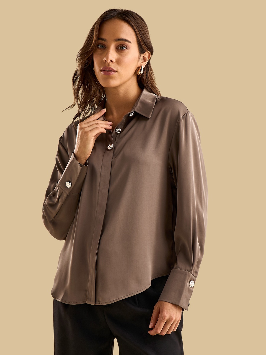 Plain Satin Shirt