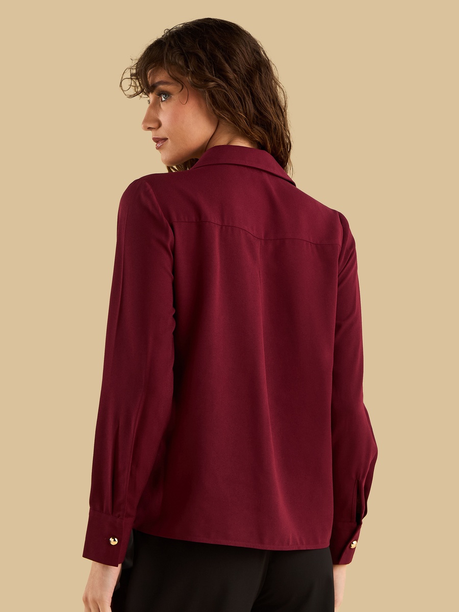 Oversized Lace Detail Crepe Shirt