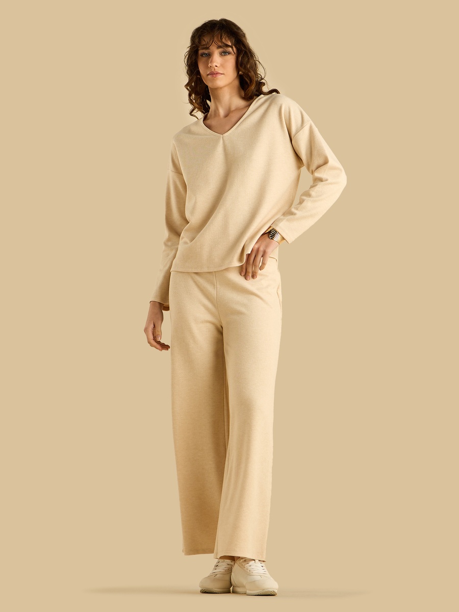 Textured Wide Leg Pants