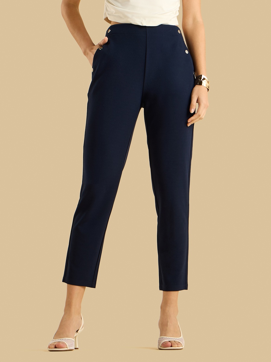 Button Accent Tapered Treggings