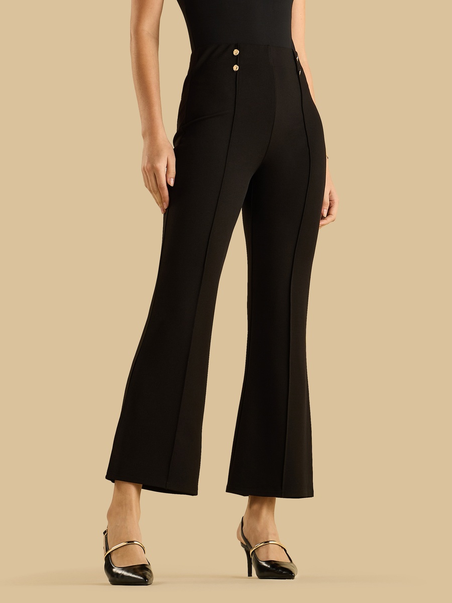 Button Accent Flared Treggings