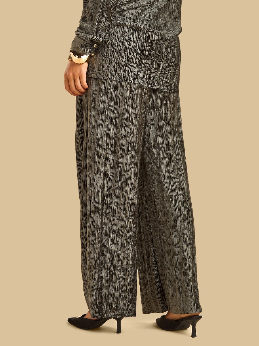 Plisse Velour Wide Leg Pants