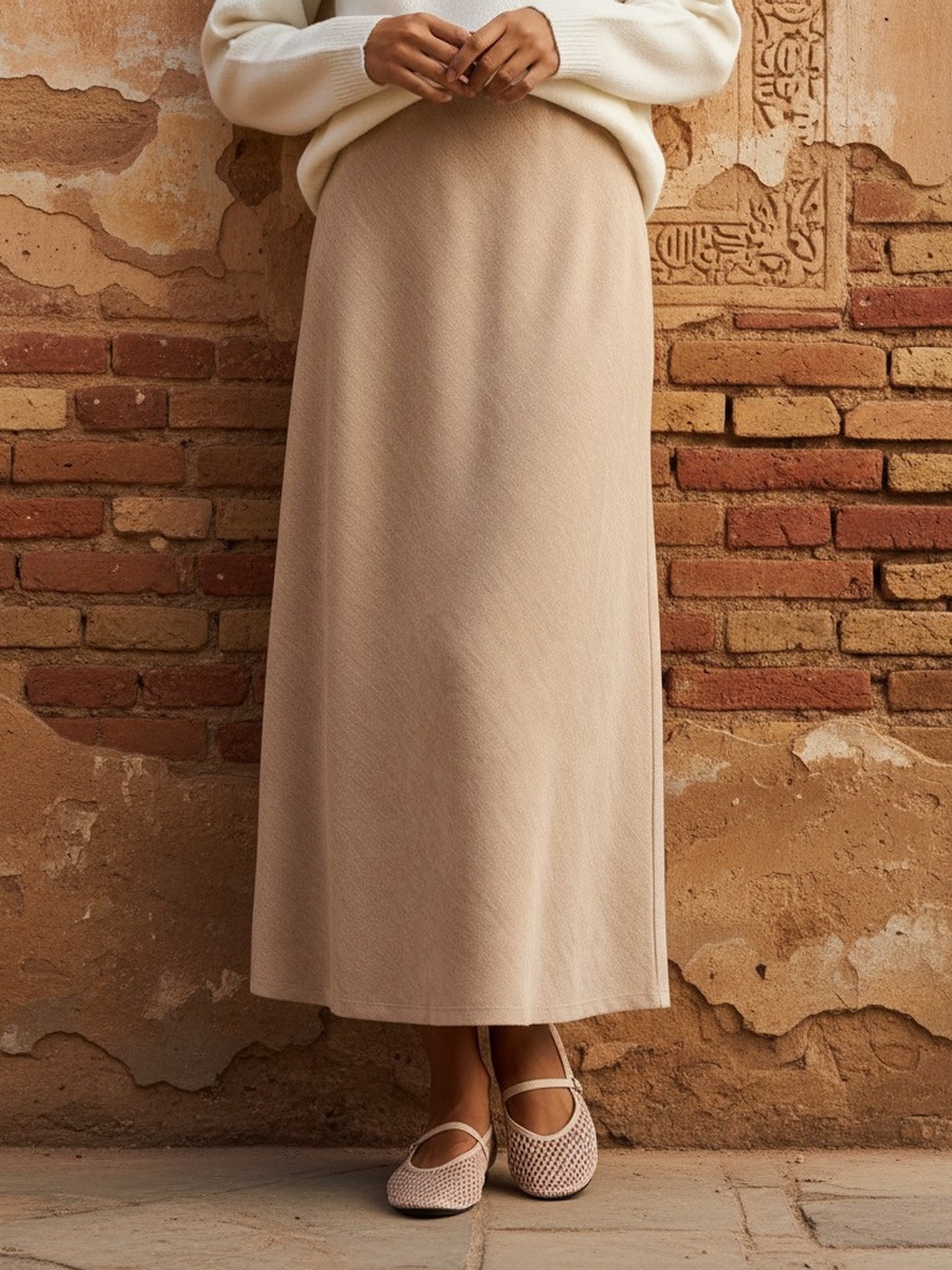 Textured Velour Midi Skirt