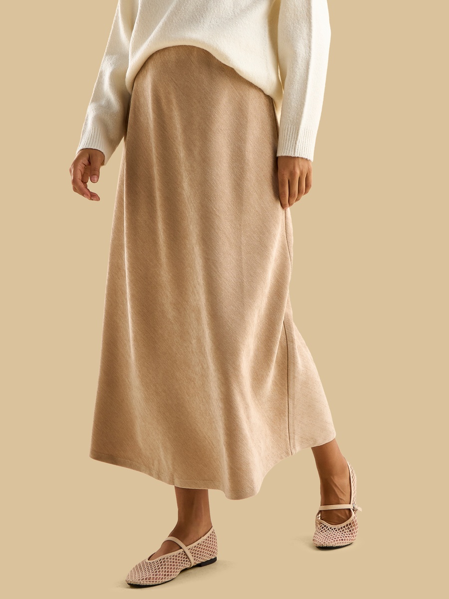 Textured Velour Midi Skirt