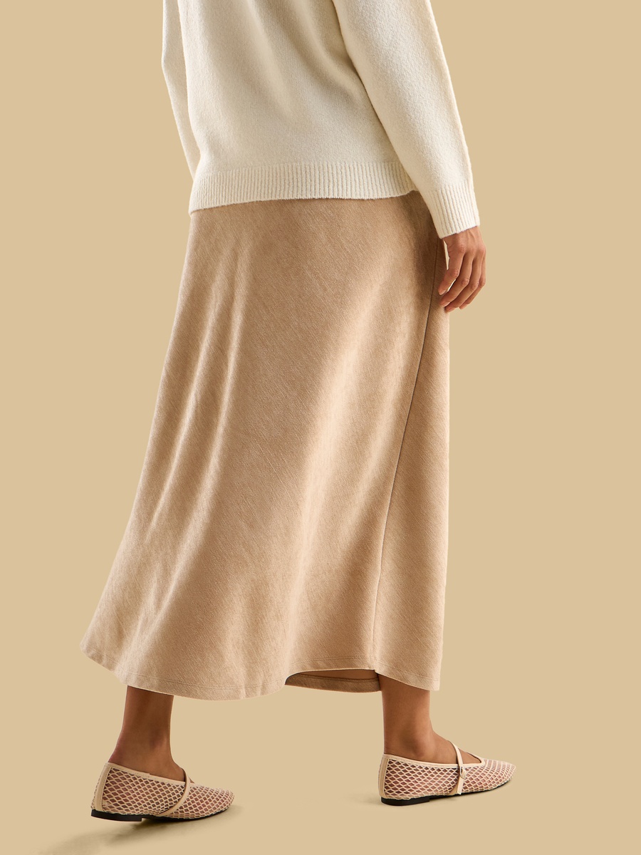 Textured Velour Midi Skirt
