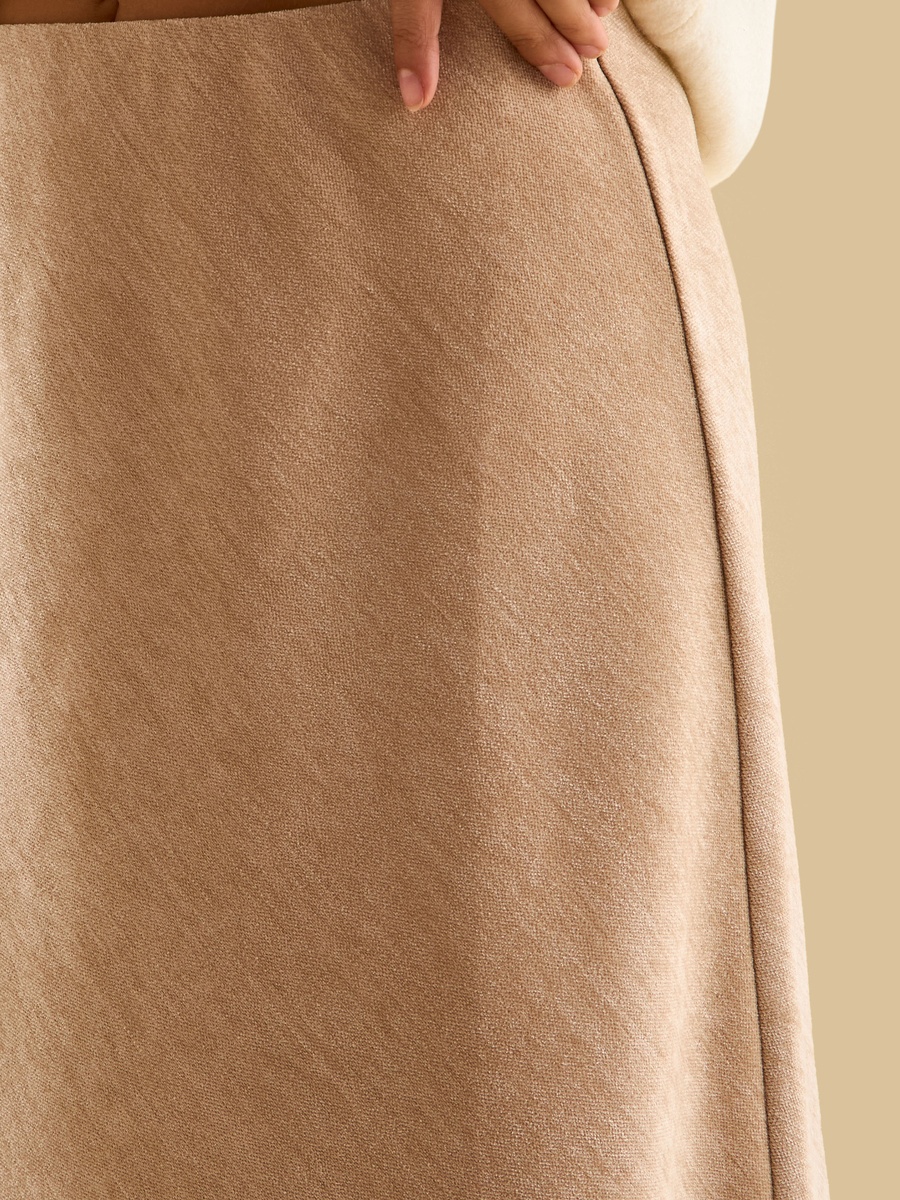 Textured Velour Midi Skirt