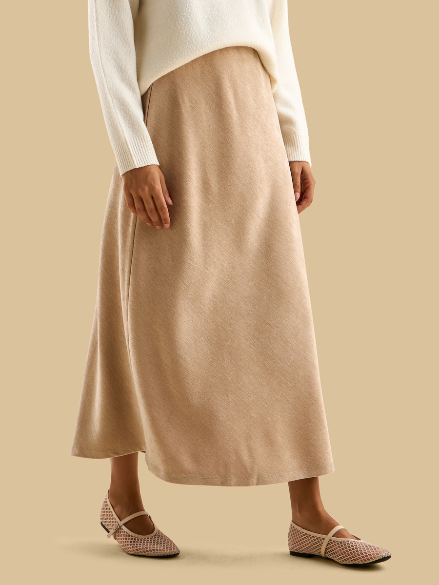 Textured Velour Midi Skirt