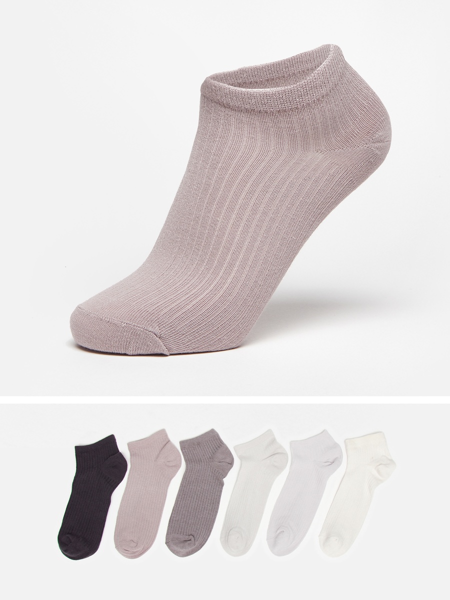 Pack of 6 - Textured Ankle Length Socks
