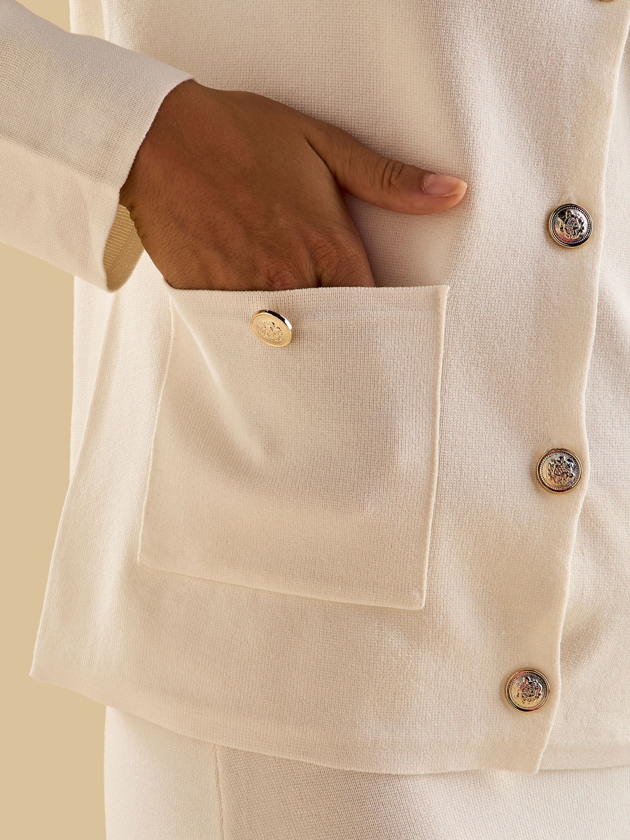 Button Accent 4-Pocket Cardigan