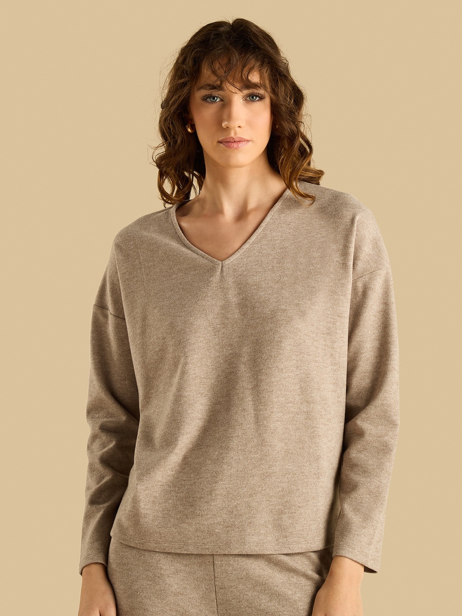 Textured V Neck Top