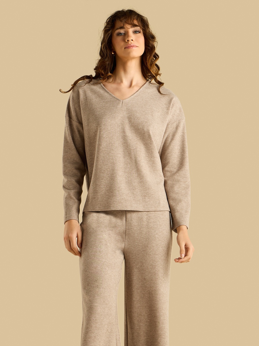 Textured V Neck Top