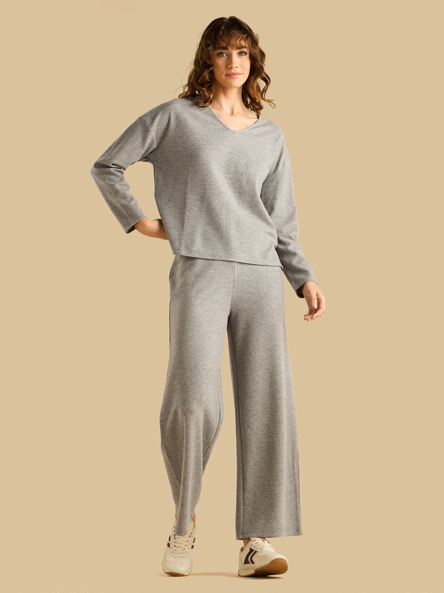 Textured V Neck Top