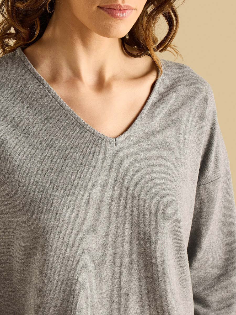 Textured V Neck Top