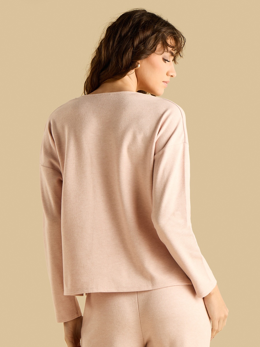 Textured V Neck Top