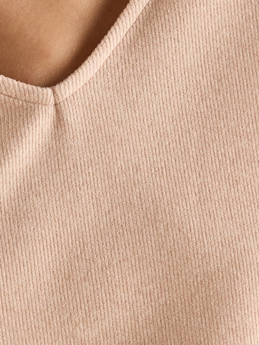 Textured V Neck Top