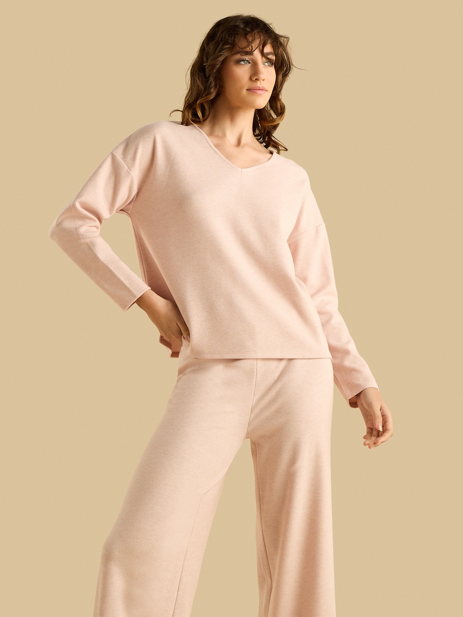 Textured V Neck Top