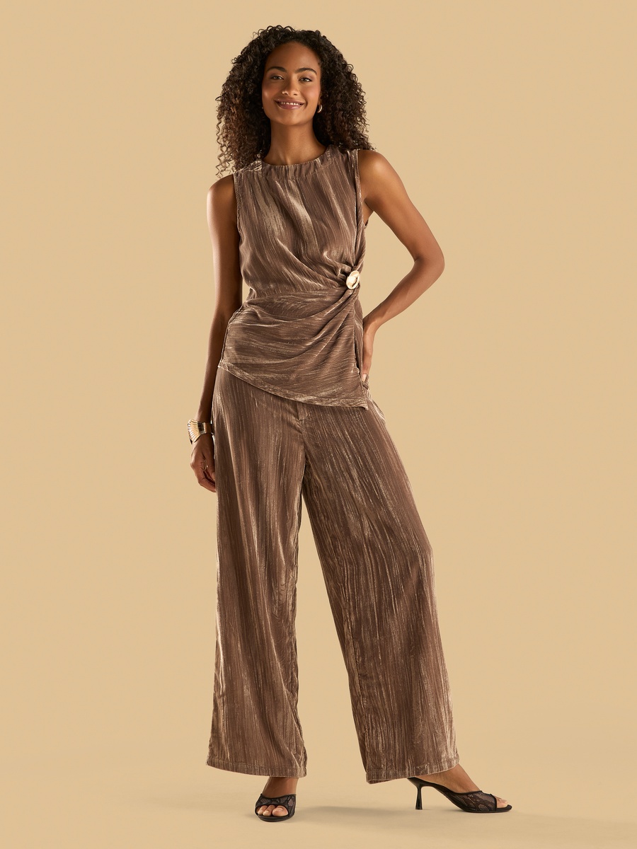 Plisse Top with Metal Trim