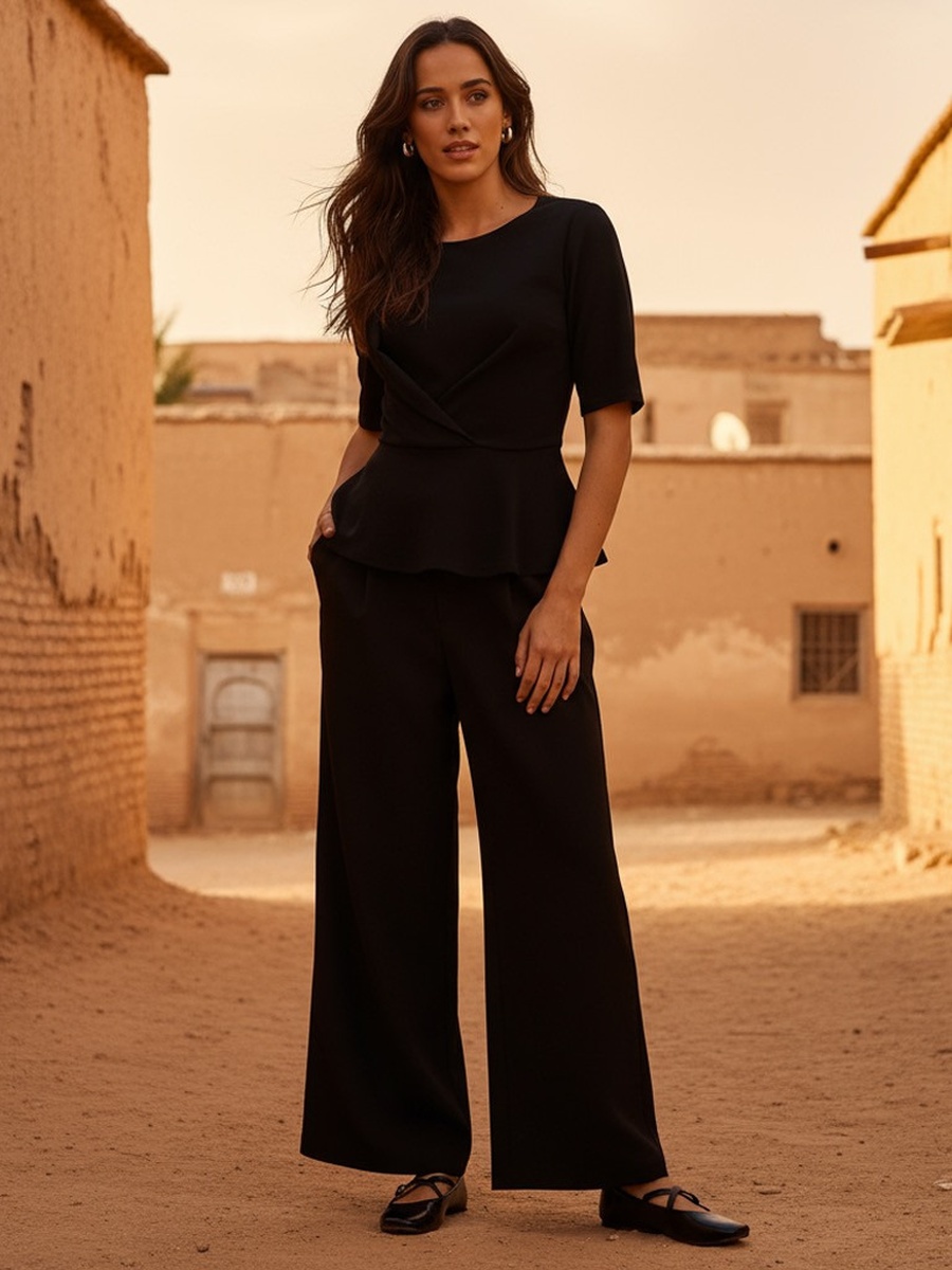 Pleated Peplum Top