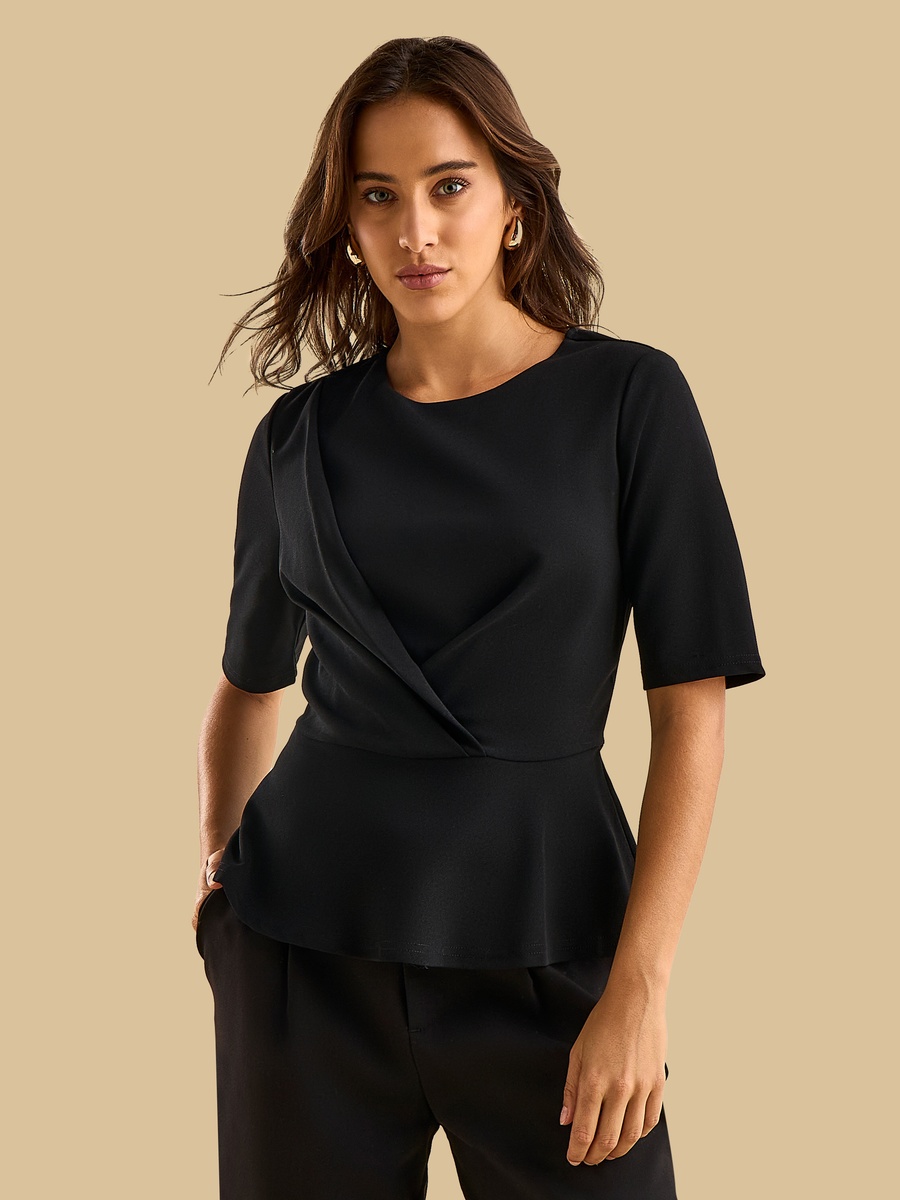 Pleated Peplum Top