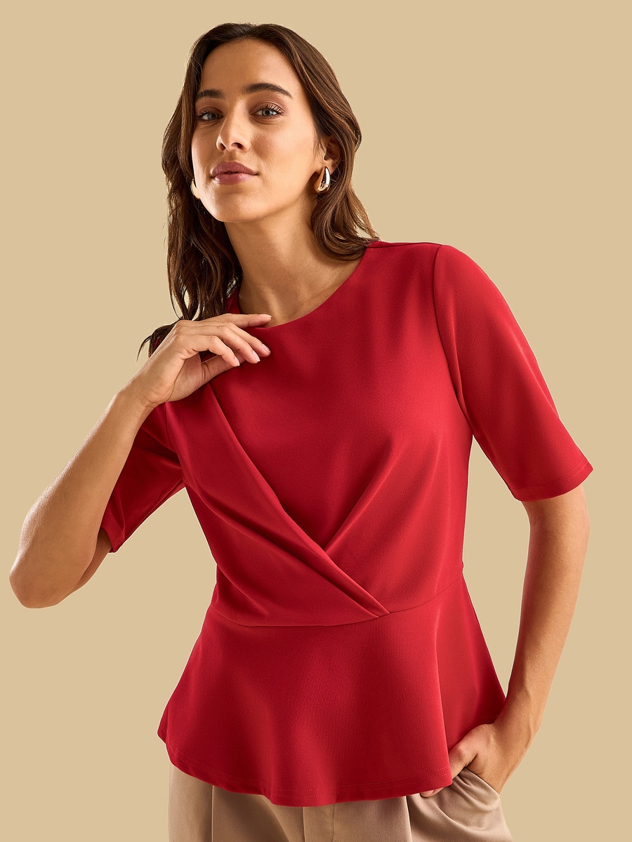 Pleated Peplum Top