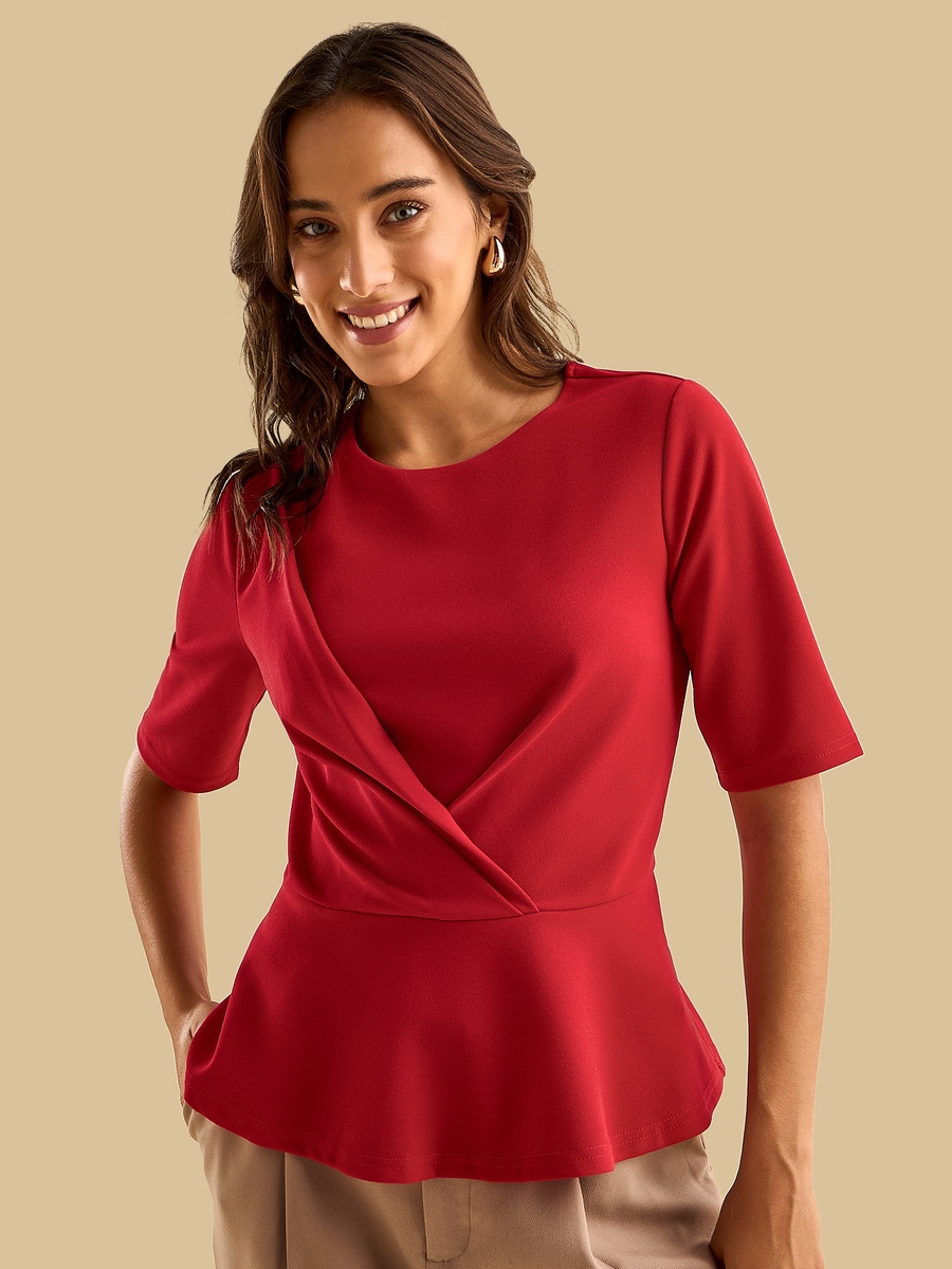 Pleated Peplum Top