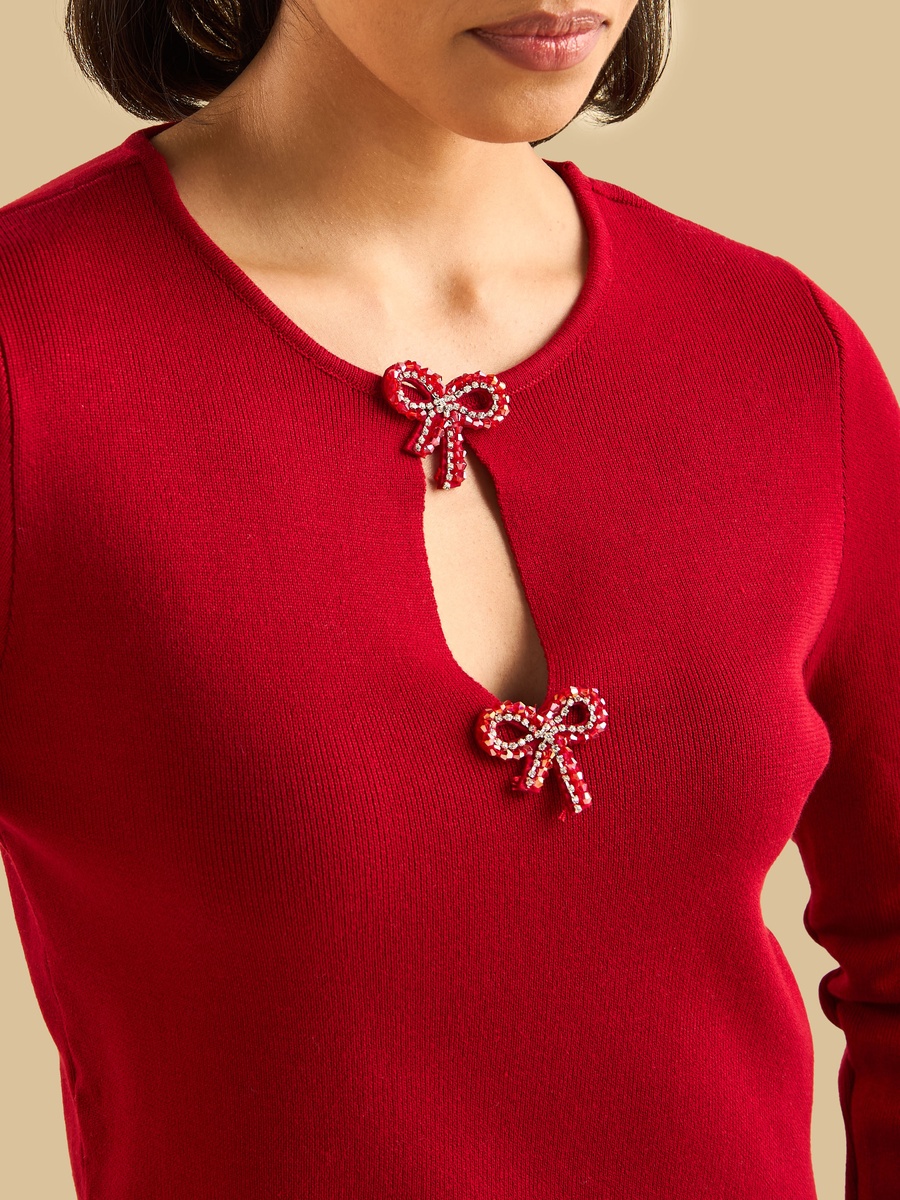 Embellished Bow Accent Top