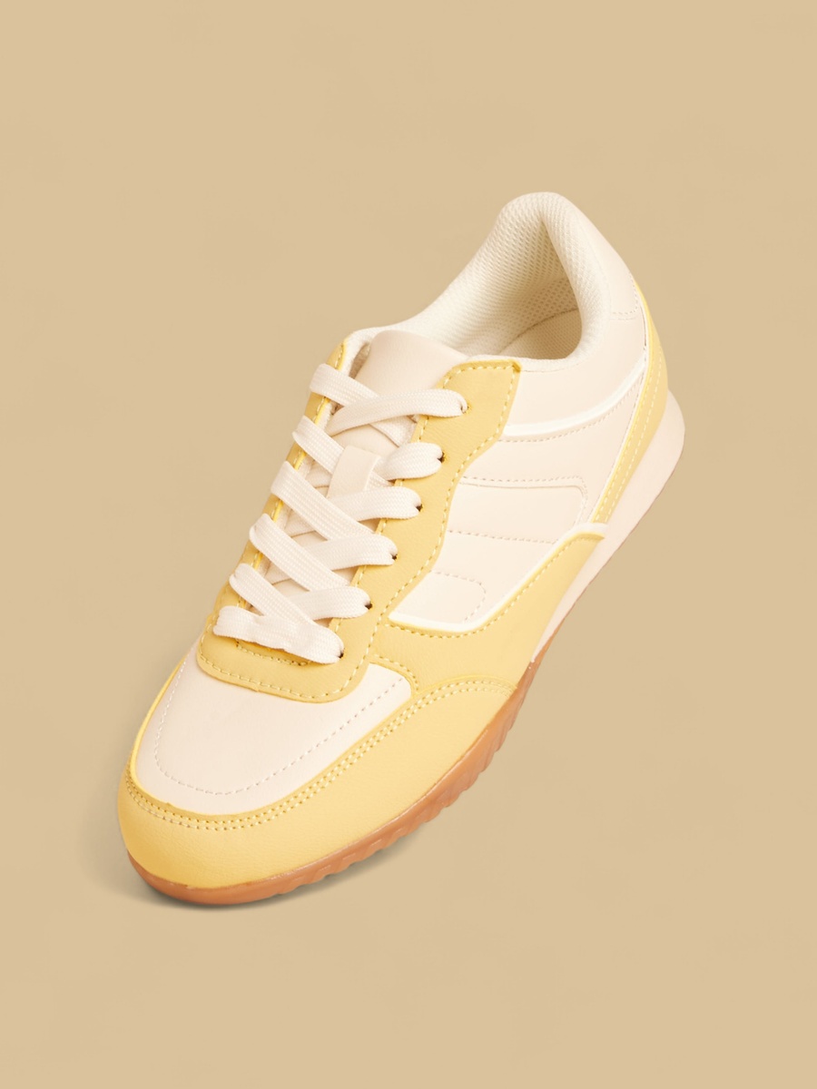Panelled Lace-Up Sports Shoes