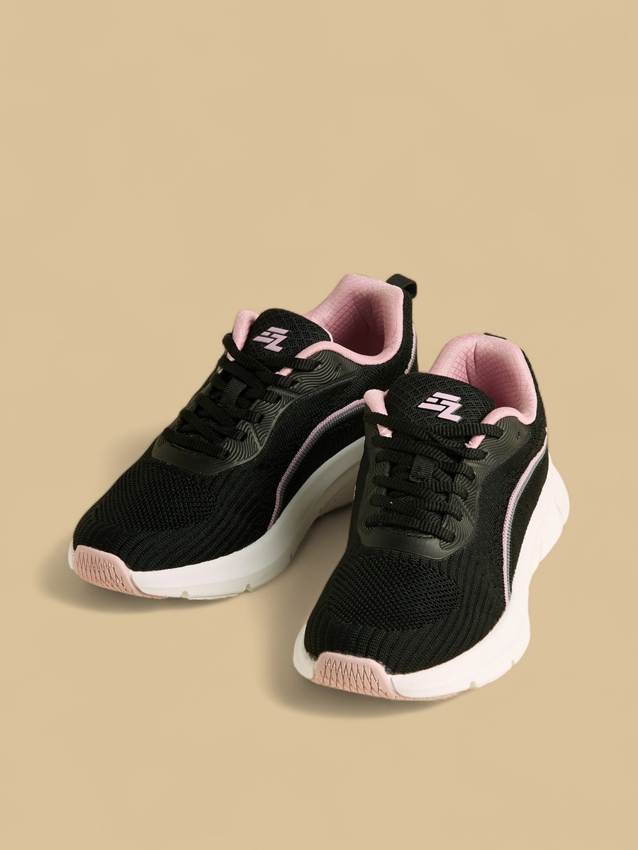 Panelled Sports Shoes with Lace-Up Closure