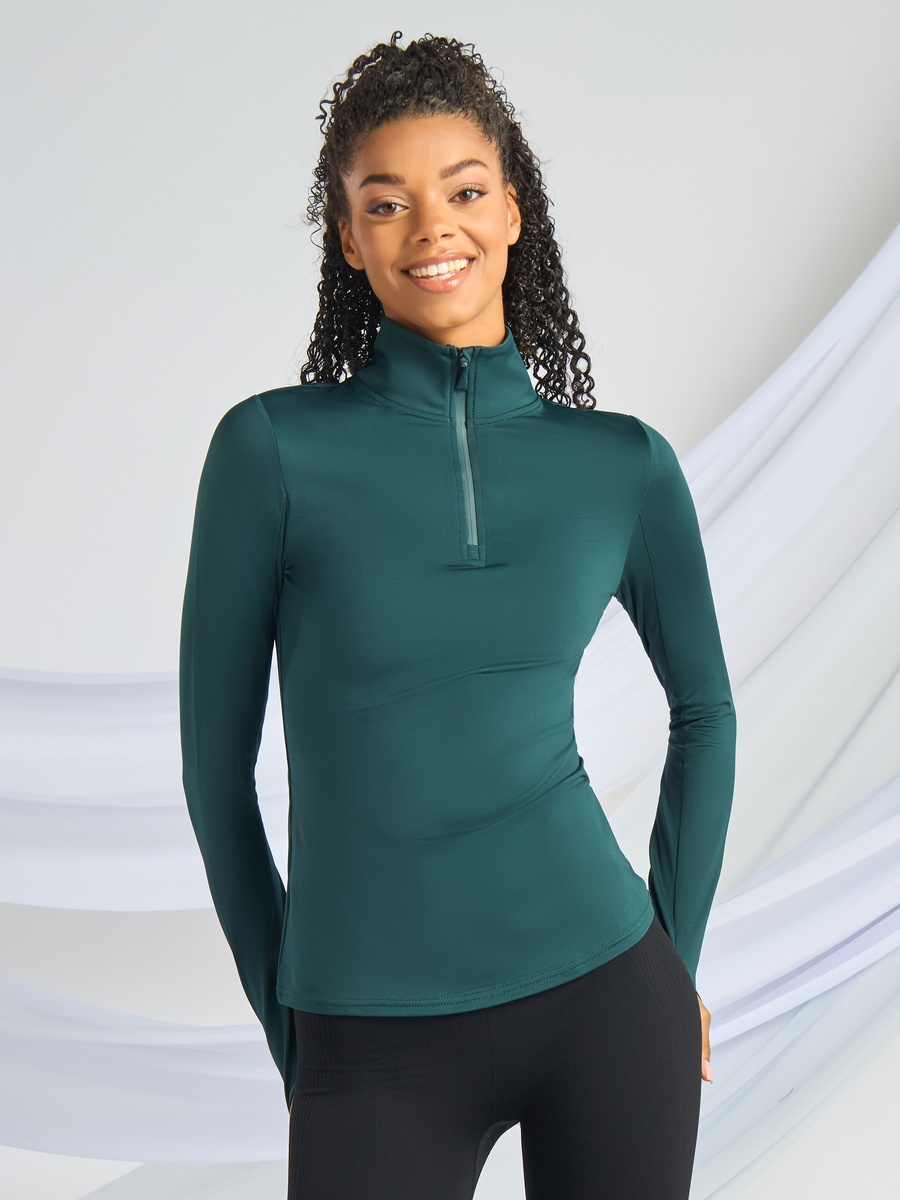 High Neck T-Shirt with Thumbhole Sleeves