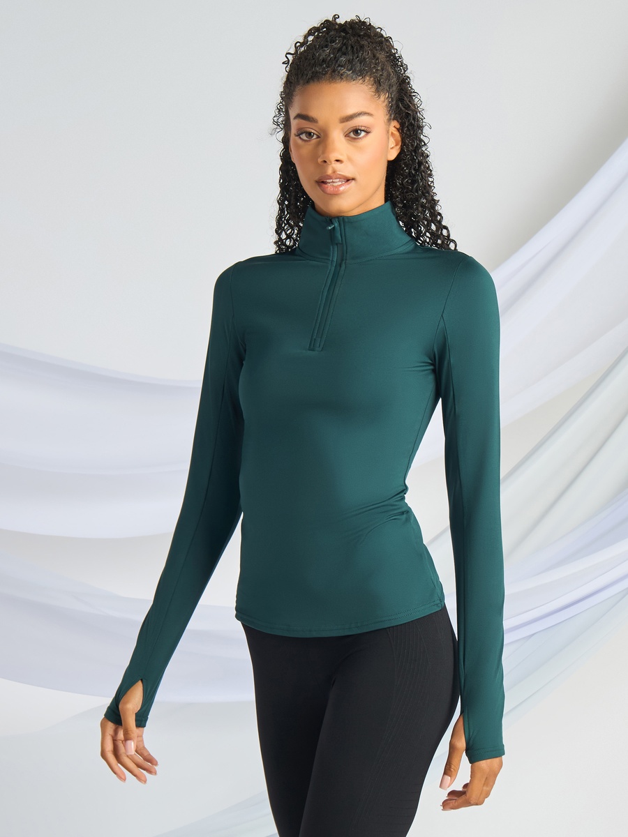 High Neck T-Shirt with Thumbhole Sleeves