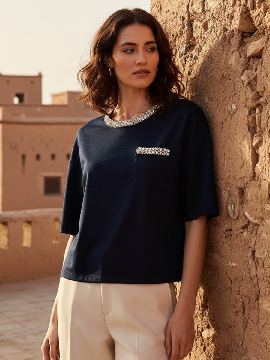 تيشيرت بزينة لؤلؤ