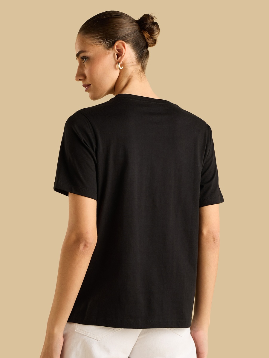 Bow Rhinestone Embellished T-Shirt