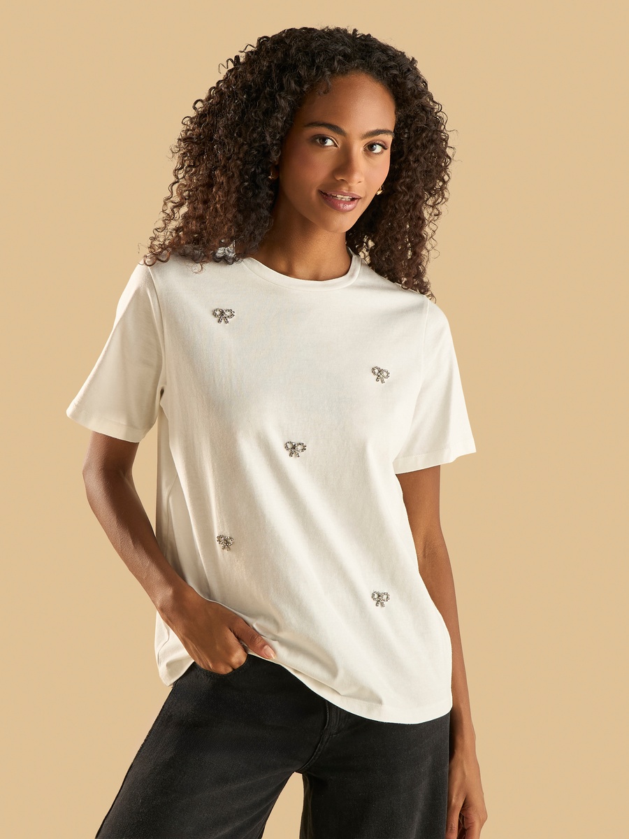 Bow Embellished T-Shirt