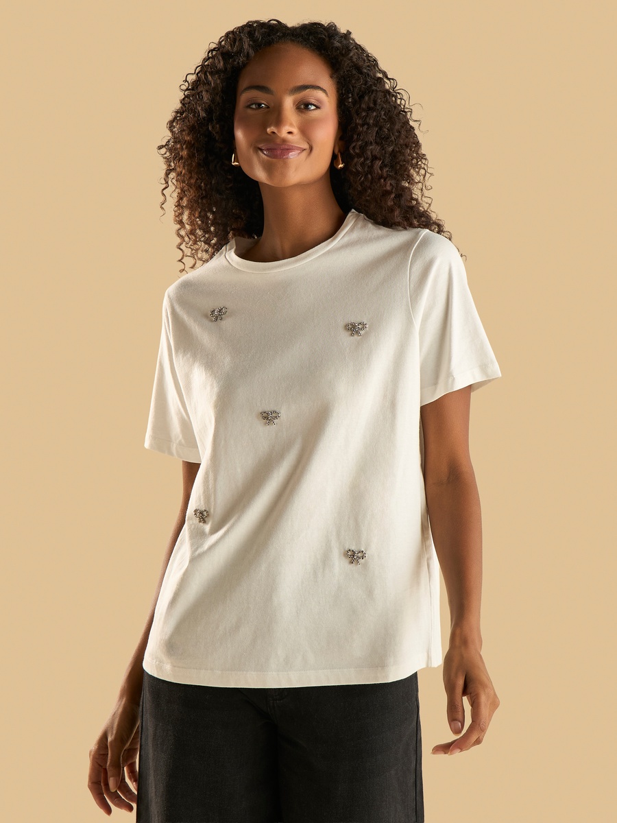 Bow Embellished T-Shirt