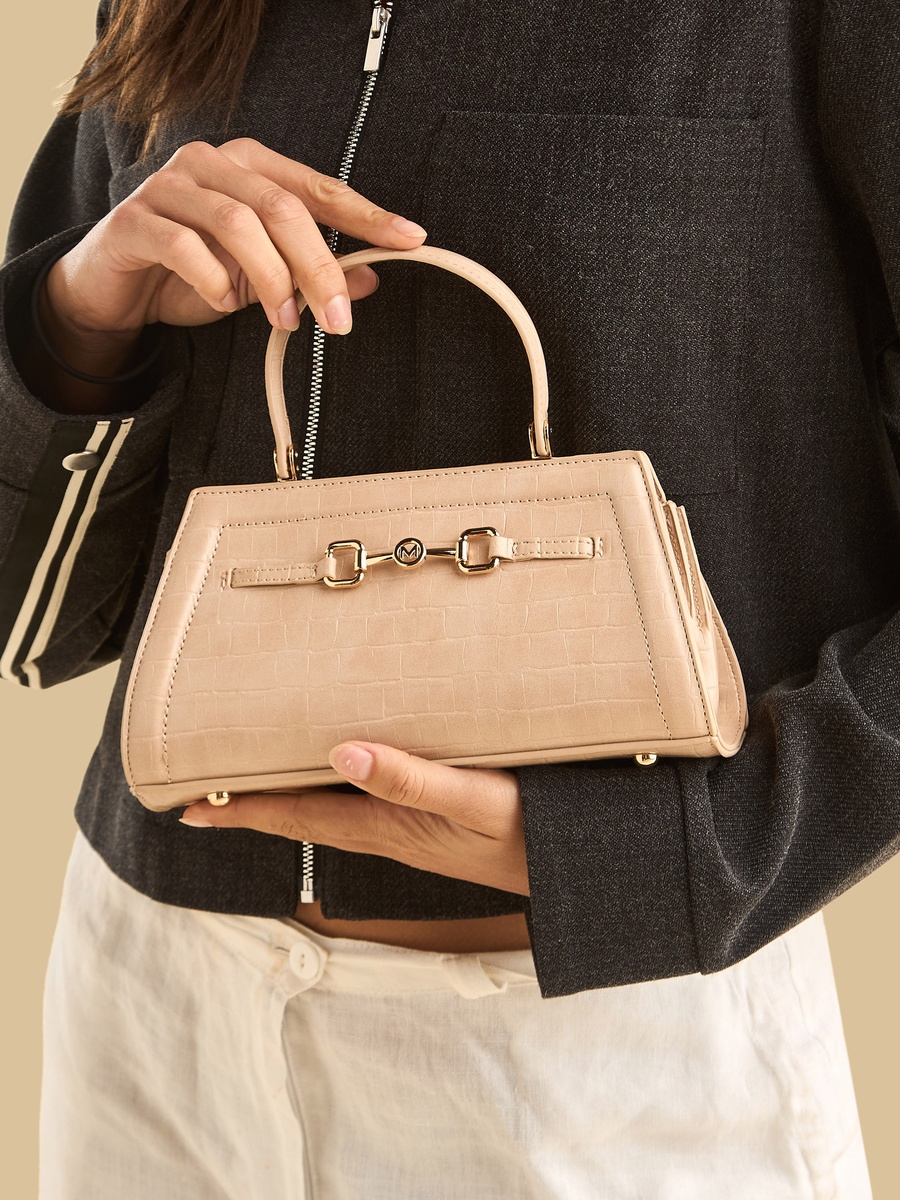 Textured Crossbody Bag with Top Handle